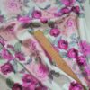 Tesatura duchesse din bumbac imprimat - design floral, Fuxia / Roz / Ivoire / Verde - imagine 7