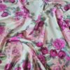 Tesatura duchesse din bumbac imprimat - design floral, Fuxia / Roz / Ivoire / Verde