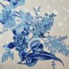 Tesatura Jacquard din matase naturală - imprimeu floral, Ivoire / Albastru - imagine 5