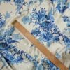 Tesatura Jacquard din matase naturală - imprimeu floral, Ivoire / Albastru - imagine 8