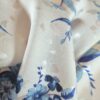 Tesatura Jacquard din matase naturală - imprimeu floral, Ivoire / Albastru - imagine 9