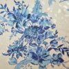 Tesatura Jacquard din matase naturală - imprimeu floral, Ivoire / Albastru - imagine 10