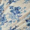 Tesatura Jacquard din matase naturală - imprimeu floral, Ivoire / Albastru - imagine 2