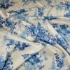 Tesatura Jacquard din matase naturală - imprimeu floral, Ivoire / Albastru