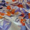 Tesatura din matase naturala cu suprafața cu efect sticlos - design floral,  Violet / Ivoire / Portocaliu - imagine 11