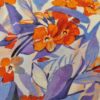 Tesatura din matase naturala cu suprafața cu efect sticlos - design floral,  Violet / Ivoire / Portocaliu - imagine 6