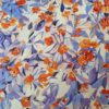 Tesatura din matase naturala cu suprafața cu efect sticlos - design floral,  Violet / Ivoire / Portocaliu - imagine 7