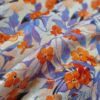 Tesatura din matase naturala cu suprafața cu efect sticlos - design floral,  Violet / Ivoire / Portocaliu - imagine 4