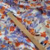 Tesatura din matase naturala cu suprafața cu efect sticlos - design floral,  Violet / Ivoire / Portocaliu - imagine 10