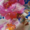 Tesatura shantung plina din matase naturală - design floral, Cyclamen / Albastru / Ivoire - imagine 9