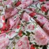 Tesatura din bumbac fin - triplu voal cu design floral, Roz / Ivoire / Verde - imagine 3