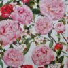 Tesatura din bumbac fin - triplu voal cu design floral, Roz / Ivoire / Verde - imagine 8