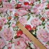 Tesatura din bumbac fin - triplu voal cu design floral, Roz / Ivoire / Verde - imagine 5