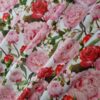 Tesatura din bumbac fin - triplu voal cu design floral, Roz / Ivoire / Verde - imagine 6