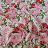 Tesatura din bumbac fin - triplu voal cu design floral, Roz / Ivoire / Verde - imagine 9