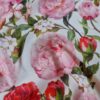 Tesatura din bumbac fin - triplu voal cu design floral, Roz / Ivoire / Verde - imagine 7