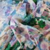 Tesatura crepe de Chine din matase naturala - design floral,  Albastru, Roz, Verde, Lila - imagine 7