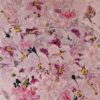 Tesatura crepe de Chine din matase naturala - design floral pictural, Cyclamen pe fond Roz fondant - imagine 7
