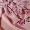 Tesatura crepe de Chine din matase naturala - design floral pictural, Cyclamen pe fond Roz fondant - imagine 4