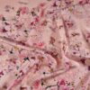 Tesatura crepe de Chine din matase naturala - design floral pictural, Cyclamen pe fond Roz fondant