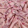 Tesatura crepe de Chine din matase naturala - design floral pictural, Cyclamen pe fond Roz fondant - imagine 5