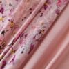 Tesatura crepe de Chine din matase naturala - design floral pictural, Cyclamen pe fond Roz fondant - imagine 6