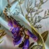 Tesatura crepe de Chine din matase naturala cu imprimeu floral multicolor pe fond Verde / Ivoire - imagine 9