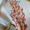 Tesatura crepe de Chine din matase naturala cu imprimeu floral multicolor pe fond Verde / Ivoire - imagine 8