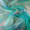 Tesatura Organza din matase naturala în degrade - nuanțe de verde