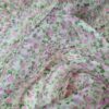 Tesatura Organza din matase naturala - design floral, Roz pe fond Ivoire