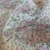 Tesatura Organza din matase naturala - design floral, Roz pe fond Ivoire - imagine 6