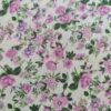 Tesatura Organza din matase naturala - design floral, Roz pe fond Ivoire - imagine 7