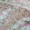 Tesatura Organza din matase naturala - design floral, Roz pe fond Ivoire - imagine 3