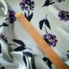 Tesatura twill din matase naturala - design cu flori Violet pe fond Gri - Verzui - imagine 7