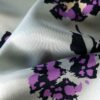 Tesatura twill din matase naturala - design cu flori Violet pe fond Gri - Verzui - imagine 8