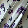 Tesatura twill din matase naturala - design cu flori Violet pe fond Gri - Verzui - imagine 9
