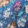 Voal Georgette din matase naturala - tip panou - design floral, Albastru / Alb - imagine 4