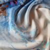 Voal Georgette din matase naturala - tip panou - design floral, Albastru / Alb - imagine 6