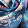 Voal Georgette din matase naturala - tip panou - design floral, Albastru / Alb - imagine 8
