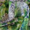 Voal din matase naturala - Imprimeu floral cu hortensii Violet și frunze Verzi - imagine 3