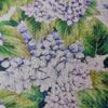 Voal din matase naturala - Imprimeu floral cu hortensii Violet și frunze Verzi - imagine 7