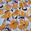 Voal satinat din matase naturala - design floral, Portocaliu / Ivoire / Roz / Negru