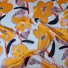 Voal satinat din matase naturala - design floral, Portocaliu / Ivoire / Roz / Negru - imagine 3