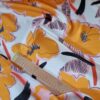 Voal satinat din matase naturala - design floral, Portocaliu / Ivoire / Roz / Negru - imagine 5