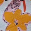 Voal satinat din matase naturala - design floral, Portocaliu / Ivoire / Roz / Negru - imagine 4