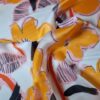 Voal satinat din matase naturala - design floral, Portocaliu / Ivoire / Roz / Negru - imagine 8