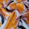 Voal satinat din matase naturala - design floral, Portocaliu / Ivoire / Roz / Negru - imagine 9