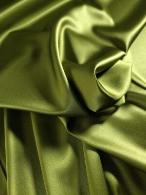 Tesatura crepe de chine din matase naturala - design uni, Verde Kaki