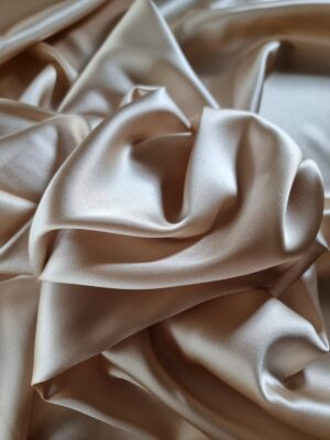 Tesatura crepe de chine din matase naturala - design uni, Crem