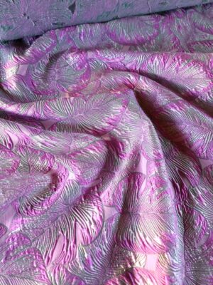 Tesatura Jacquard - model cu frunze usor reliefate, Mov-Lila